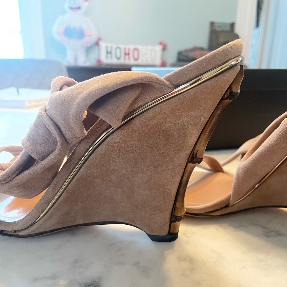 GUCCI Bamboo Accent Suede Sandals - Picture 7 of 15